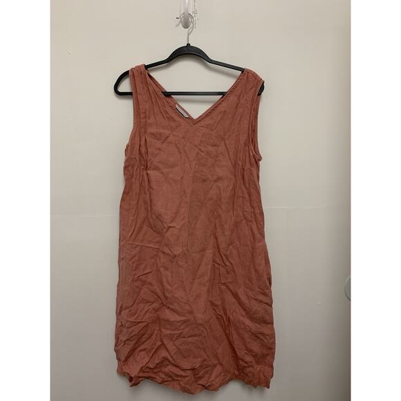 Linen Fox Orange Minimalist Dress Sz L-XL - Picture 1 of 5